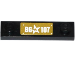Plate, Modified 1 x 4 with 2 Studs without Groove with White Star and 'BG 107' License Plate Pattern (Sticker) - Set 41107
