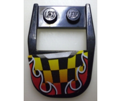 Wedge 4 x 3 Cut Back with Cutout, 2 Studs with Flames and Checkered Pattern (Sticker) - Set 8648