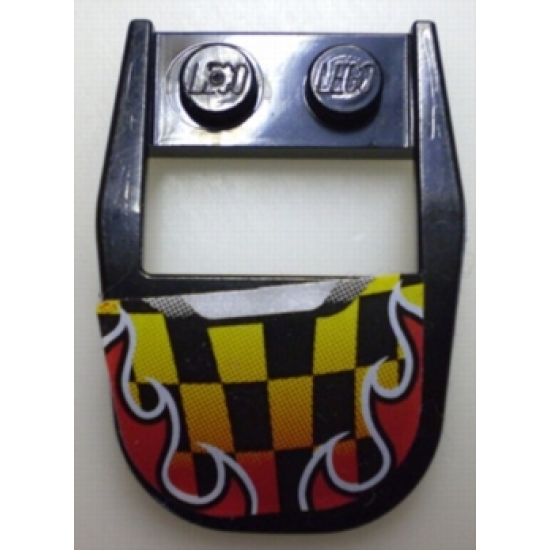 Wedge 4 x 3 Cut Back with Cutout, 2 Studs with Flames and Checkered Pattern (Sticker) - Set 8648