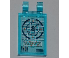 Tile, Modified 2 x 3 with 2 Clips with Hexagon in Blue Circle on Screen Pattern (Sticker) - Set 6868