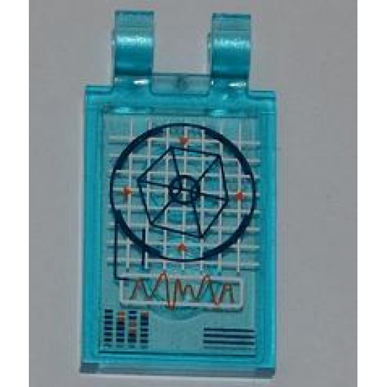 Tile, Modified 2 x 3 with 2 Clips with Hexagon in Blue Circle on Screen Pattern (Sticker) - Set 6868