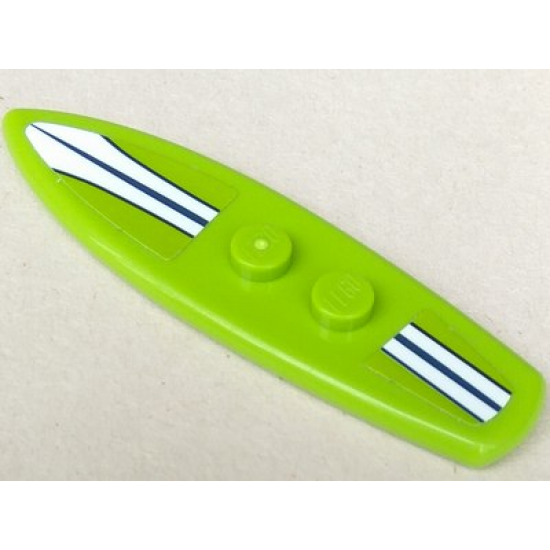 Minifigure, Utensil Surfboard Standard with White and Dark Green Lines Pattern (Stickers) - Set 41315