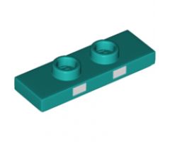 Plate, Modified 1 x 3 with 2 Studs (Double Jumper) with Two White Rectangles Pattern