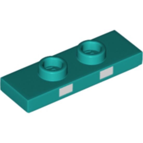 Plate, Modified 1 x 3 with 2 Studs (Double Jumper) with Two White Rectangles Pattern