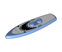 Minifigure, Utensil Surfboard Standard with White Shark with Black Eyes, Gills and Open Mouth with Teeth Pattern
