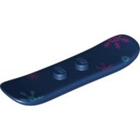 Minifigure, Utensil Snowboard Small with Blue and Pink Snowflakes Pattern