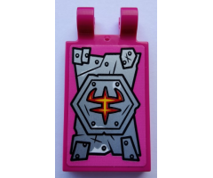 Tile, Modified 2 x 3 with 2 Open O Clips with Silver Armor Plates and Rivets Pattern (Sticker) - Set 80012