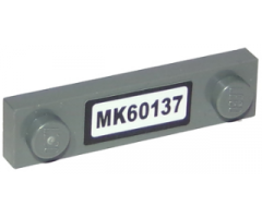 Plate, Modified 1 x 4 with 2 Studs without Groove with 'MK60137' License Plate Pattern (Sticker) - Set 60137