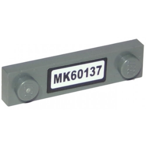 Plate, Modified 1 x 4 with 2 Studs without Groove with 'MK60137' License Plate Pattern (Sticker) - Set 60137