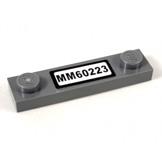 Plate, Modified 1 x 4 with 2 Studs without Groove with 'MM60223' License Plate Pattern (Sticker) - Set 60223