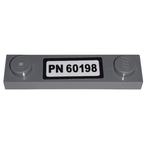 Plate, Modified 1 x 4 with 2 Studs without Groove with 'PN 60198' License Plate Pattern (Sticker) - Set 60198