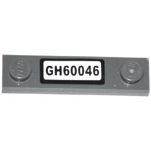 Plate, Modified 1 x 4 with 2 Studs without Groove with 'GH60046' License Plate Pattern (Sticker) - Set 60046