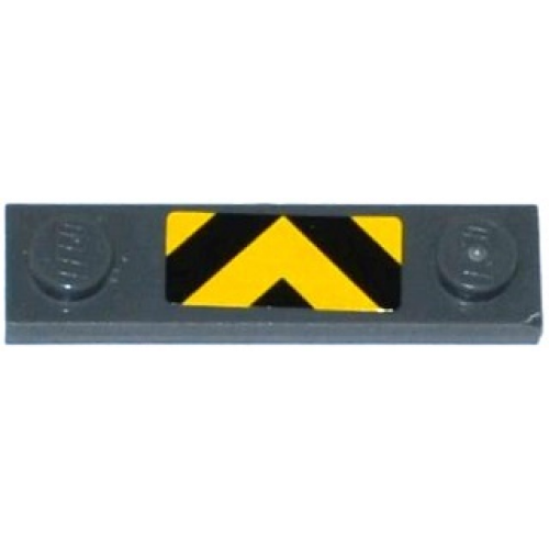 Plate, Modified 1 x 4 with 2 Studs without Groove with Black and Yellow Chevron Danger Stripes Pattern (Sticker) - Set 60079