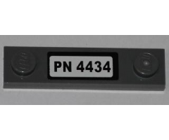 Plate, Modified 1 x 4 with 2 Studs without Groove with 'PN 4434' License Plate Pattern (Sticker) - Set 4434