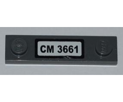 Plate, Modified 1 x 4 with 2 Studs without Groove with 'CM 3661' License Plate Pattern (Sticker) - Set 3661