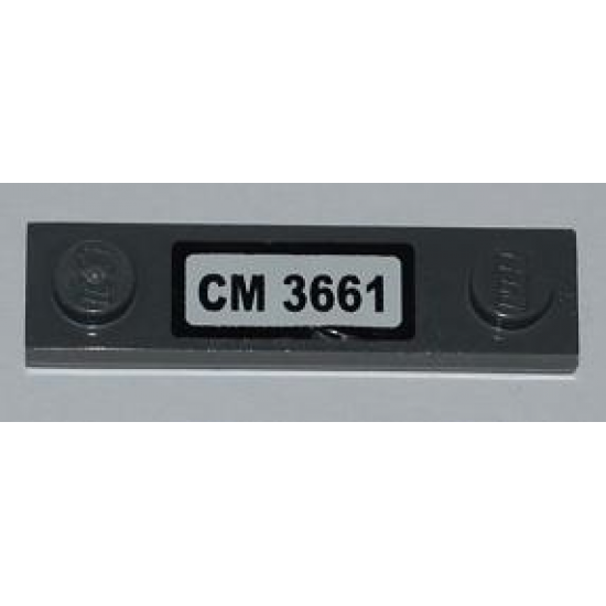 Plate, Modified 1 x 4 with 2 Studs without Groove with 'CM 3661' License Plate Pattern (Sticker) - Set 3661
