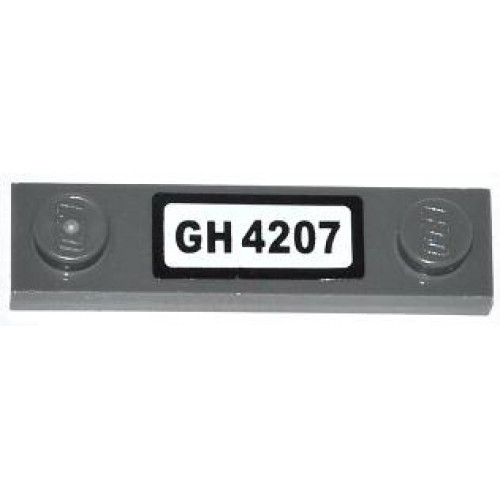 Plate, Modified 1 x 4 with 2 Studs without Groove with 'GH 4207' License Plate Pattern (Sticker) - Set 4207