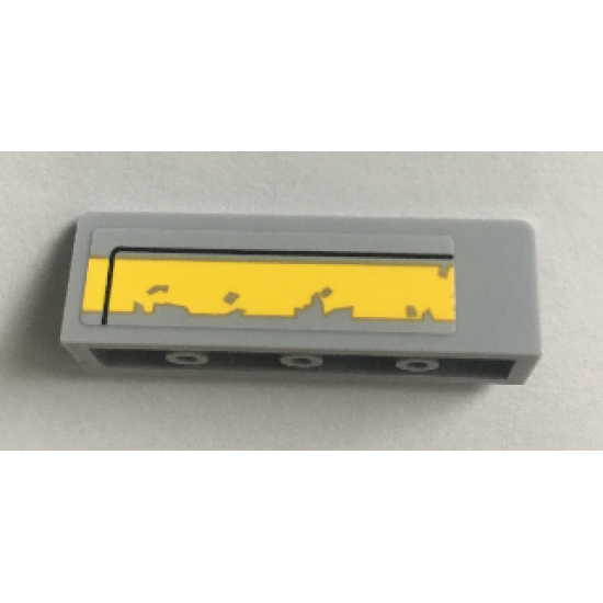Panel 1 x 4 x 1 with Black Line and Worn Yellow Pattern Model Right Side (Sticker) - Set 75157