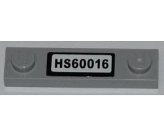 Plate, Modified 1 x 4 with 2 Studs without Groove with 'HS60016' Pattern (Sticker) - Set 60016