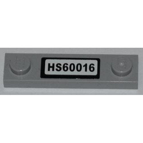 Plate, Modified 1 x 4 with 2 Studs without Groove with 'HS60016' Pattern (Sticker) - Set 60016