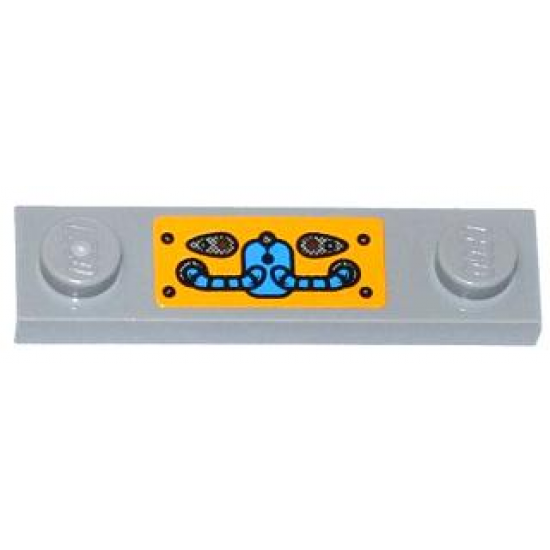 Plate, Modified 1 x 4 with 2 Studs without Groove with Blue Hoses, Buttons and Rivets Pattern (Sticker) - Set 70002
