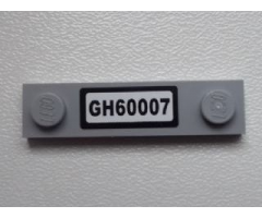 Plate, Modified 1 x 4 with 2 Studs without Groove with 'GH60007' License Plate Pattern (Sticker) - Set 60007