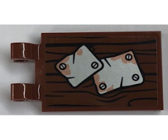 Tile, Modified 2 x 3 with 2 Clips with Worn Plates Pattern (Sticker) - Set 21310