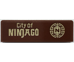 Panel 1 x 4 x 1 with Tan 'City of NINJAGO' and Letter N Inside Geometric Circle Pattern (Sticker) - Set 70657