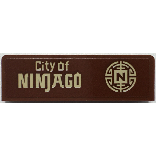 Panel 1 x 4 x 1 with Tan 'City of NINJAGO' and Letter N Inside Geometric Circle Pattern (Sticker) - Set 70657