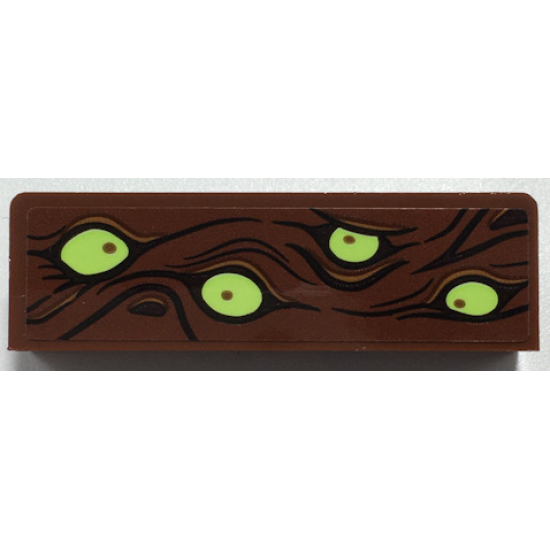 Panel 1 x 4 x 1 with Wood Grain and Yellowish Green Eyes Pattern (Sticker) - Set 70425