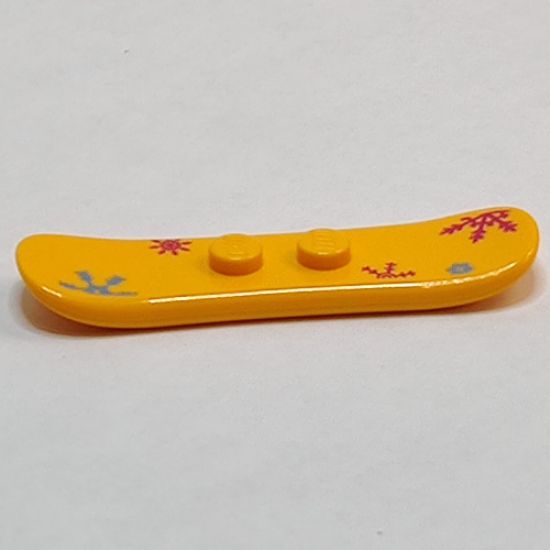Minifigure, Utensil Snowboard Small with Blue and Pink Snowflakes Pattern