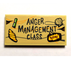 Tile 2 x 4 with 'Anger Management Class' and 'TODAY' Pattern (Sticker) - Set 75823