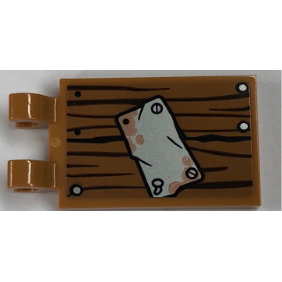 Tile, Modified 2 x 3 with 2 Clips with Worn Plate Pattern (Sticker) - Set 21310