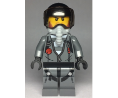 Sky Police - Jail Prisoner Jacket over Prison Stripes, Black Helmet, Oxygen Mask