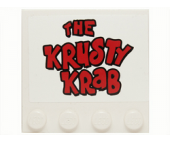 Tile, Modified 4 x 4 with Studs on Edge with 'THE KRUSTY KRAB' with Black Outline Pattern (Sticker) - Set 3833