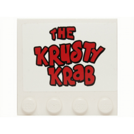 Tile, Modified 4 x 4 with Studs on Edge with 'THE KRUSTY KRAB' with Black Outline Pattern (Sticker) - Set 3833