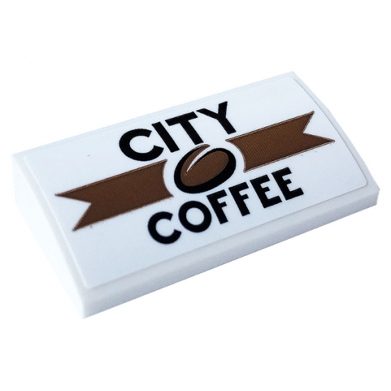 Slope, Curved 2 x 4 x 2/3 with Bottom Tubes with 'CITY COFFEE' and Bean Pattern (Sticker) - Set 60233