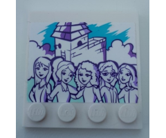 Tile, Modified 4 x 4 with Studs on Edge with Friends Five Girls and Building Pattern (Sticker) - Set 41332