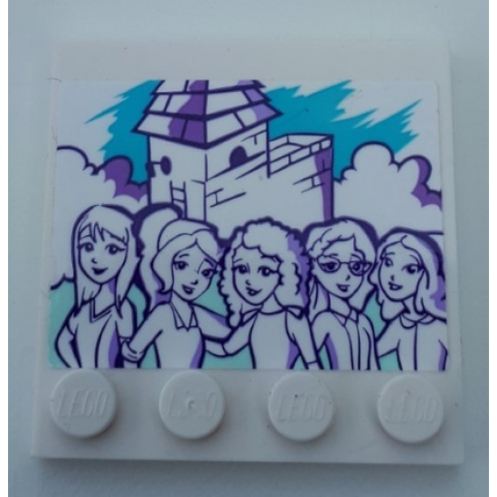 Tile, Modified 4 x 4 with Studs on Edge with Friends Five Girls and Building Pattern (Sticker) - Set 41332