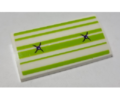 Slope, Curved 2 x 4 x 2/3 with Bottom Tubes with Lime Striped Cushion and Buttons Pattern (Sticker) - Set 41369