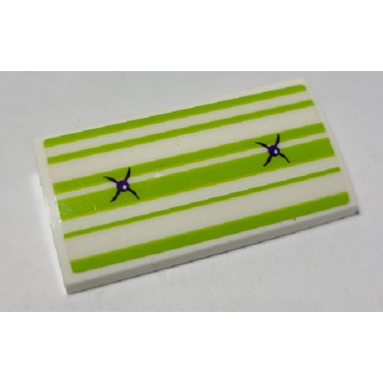 Slope, Curved 2 x 4 x 2/3 with Bottom Tubes with Lime Striped Cushion and Buttons Pattern (Sticker) - Set 41369