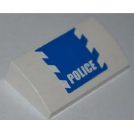 Slope, Curved 2 x 4 x 2/3 with Bottom Tubes with Blue and White Danger Stripes and White 'POLICE' on Blue Pattern (Sticker) - Set 3648