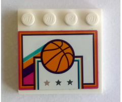 Tile, Modified 4 x 4 with Studs on Edge with Basketball and Backboard with Stars Pattern (Sticker) - Set 41312