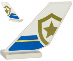 Tail Shuttle with Blue and Bright Light Yellow Stripes and Partial Police Gold Star Badge Pattern on Both Sides (Stickers) - Set 60243