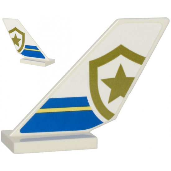 Tail Shuttle with Blue and Bright Light Yellow Stripes and Partial Police Gold Star Badge Pattern on Both Sides (Stickers) - Set 60243