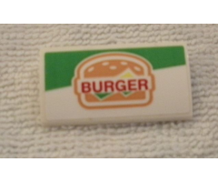 Slope, Curved 2 x 4 x 2/3 with Bottom Tubes with 'BURGER' Pattern (Sticker) - Set 60214