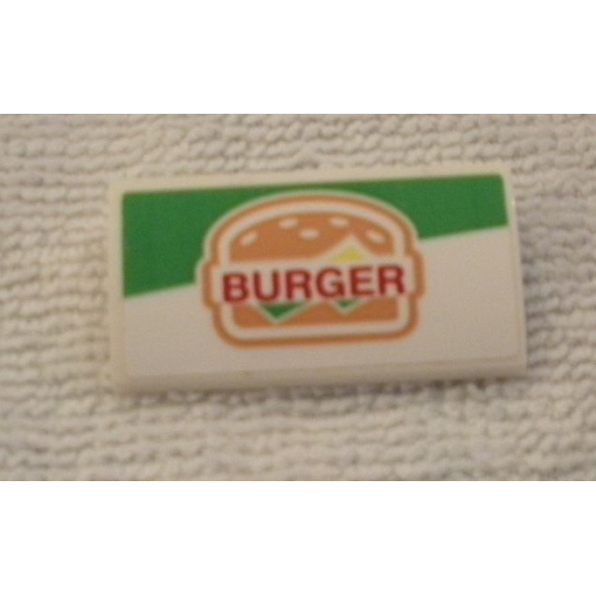 Slope, Curved 2 x 4 x 2/3 with Bottom Tubes with 'BURGER' Pattern (Sticker) - Set 60214