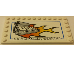 Tile, Modified 6 x 12 with Studs on Edges with 'BSC BRICK STREET CUSTOM' Pattern (Sticker) - Set 8154