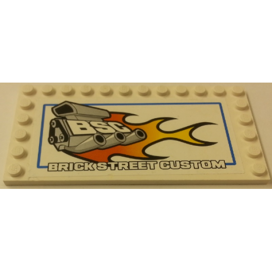 Tile, Modified 6 x 12 with Studs on Edges with 'BSC BRICK STREET CUSTOM' Pattern (Sticker) - Set 8154