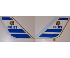 Tail Shuttle with 'POLICE', Badge and Blue Stripes Pattern on Both Sides (Stickers) - Set 60138